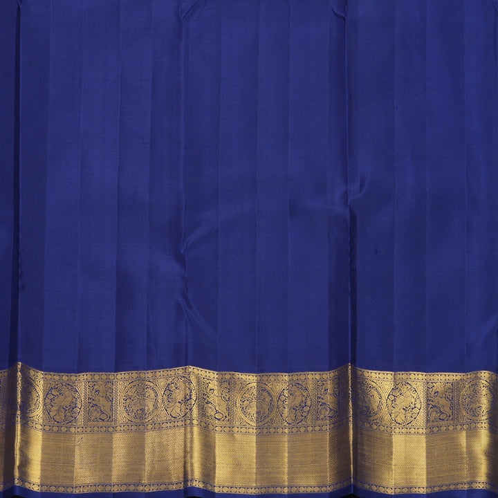 Hayagrivas Handloom Bright Teal Kanjivaram Silk Saree with Purplish-Blue Border KBF715G5-1