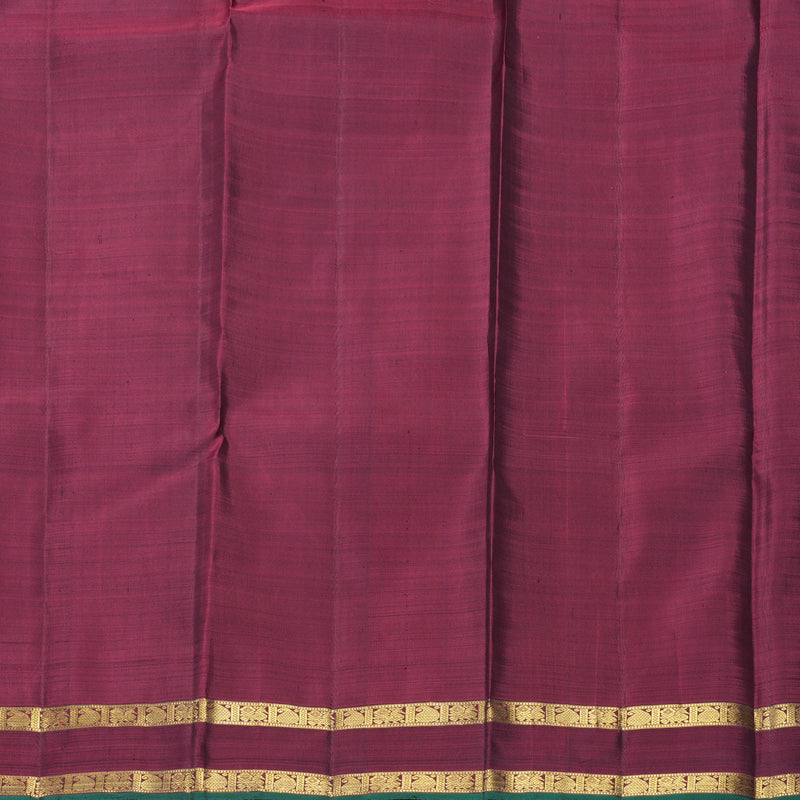 Hayagrivas Handloom Deep Nagapazham Kanjivaram Silk Saree with Wine Maroon Border KBF719G2-1