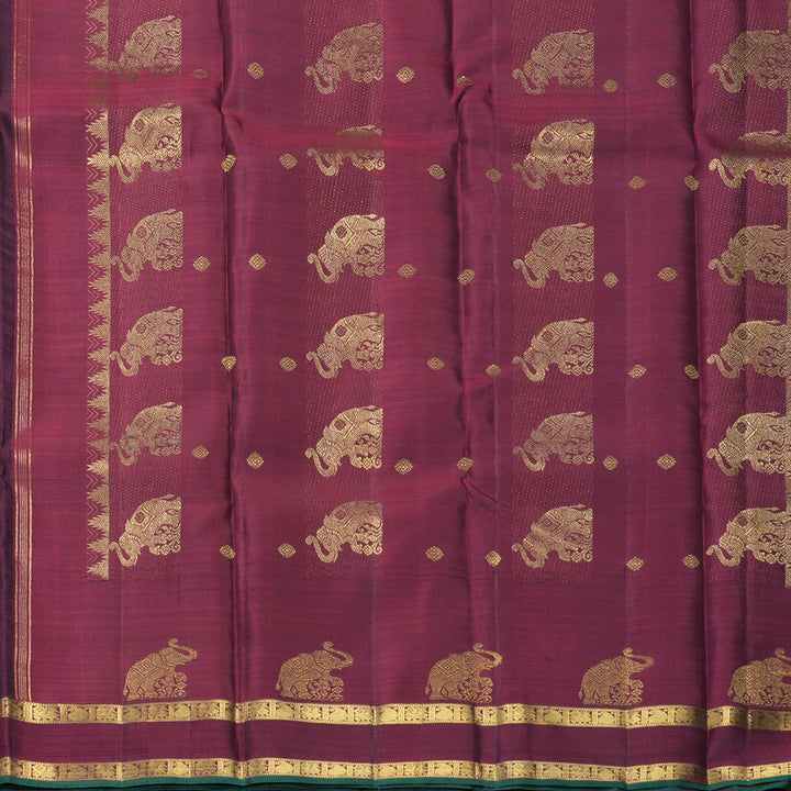 Hayagrivas Handloom Deep Nagapazham Kanjivaram Silk Saree with Wine Maroon Border KBF719G2-1