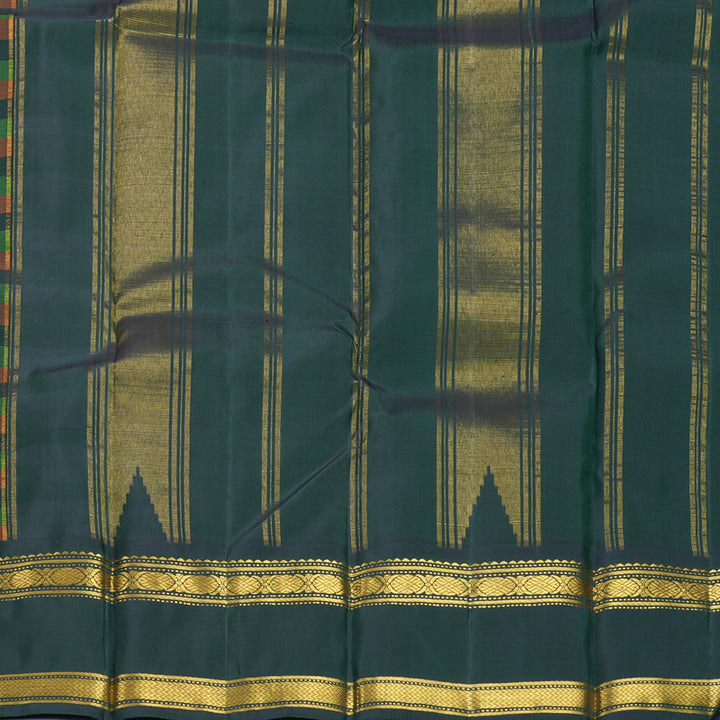 Hayagrivas Handloom Multicolour Checks Kanjivaram Silk Saree with Karum Pachai Border KBF720G4-1
