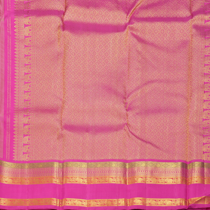 Hayagrivas Handloom Sandal Kanjivaram Silk Saree with Rani Pink Border KBF720G6-1