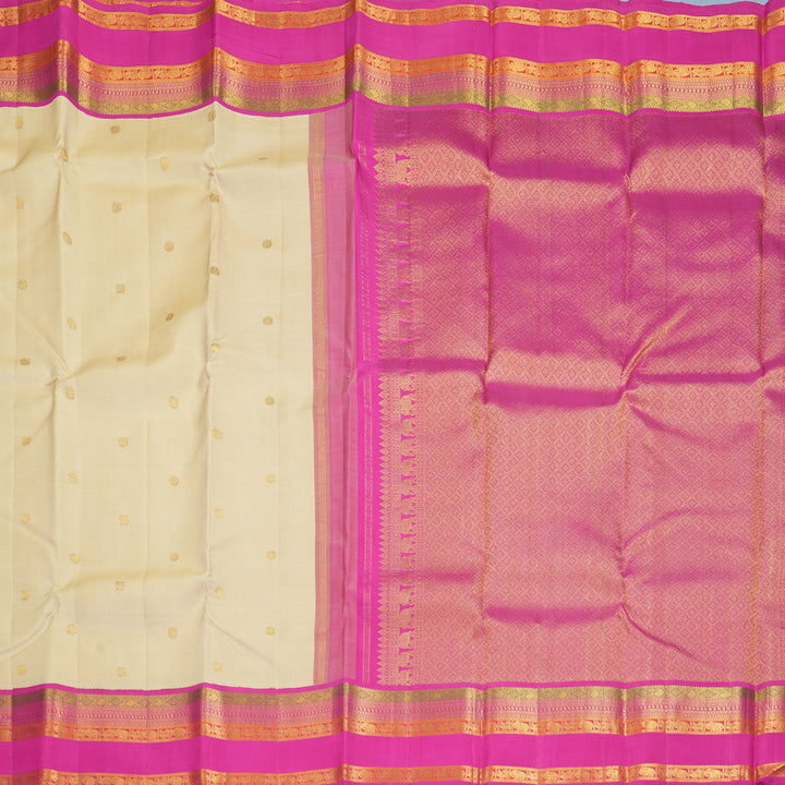 Hayagrivas Handloom Sandal Kanjivaram Silk Saree with Rani Pink Border KBF720G6-1
