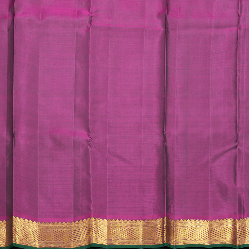 Hayagrivas Handloom Blue-Green Kanjivaram Silk Saree with Purple Border KBF721G3-1