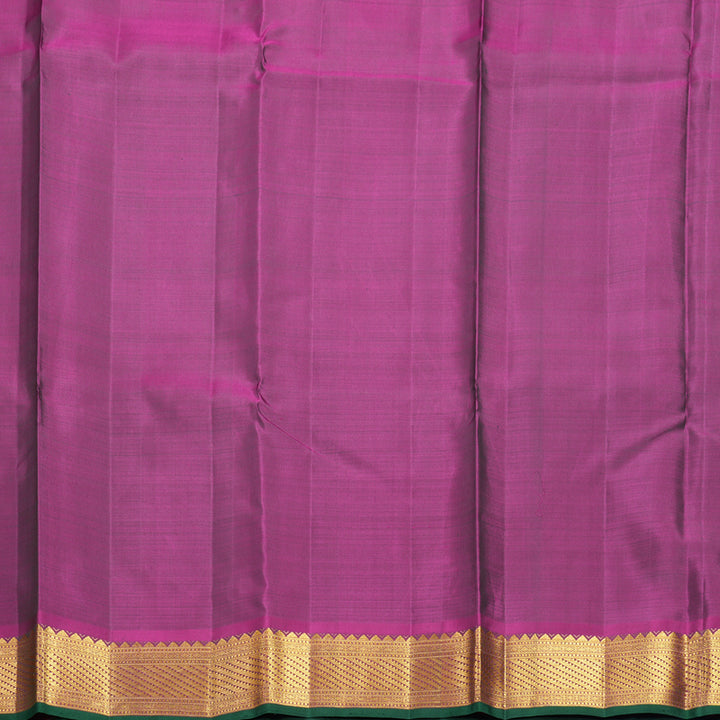 Hayagrivas Handloom Blue-Green Kanjivaram Silk Saree with Purple Border KBF721G3-1