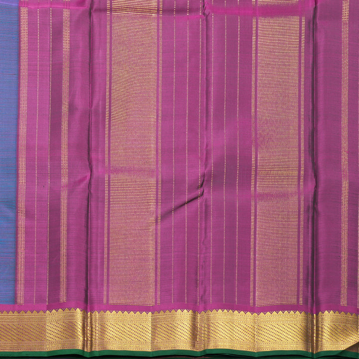 Hayagrivas Handloom Blue-Green Kanjivaram Silk Saree with Purple Border KBF721G3-1