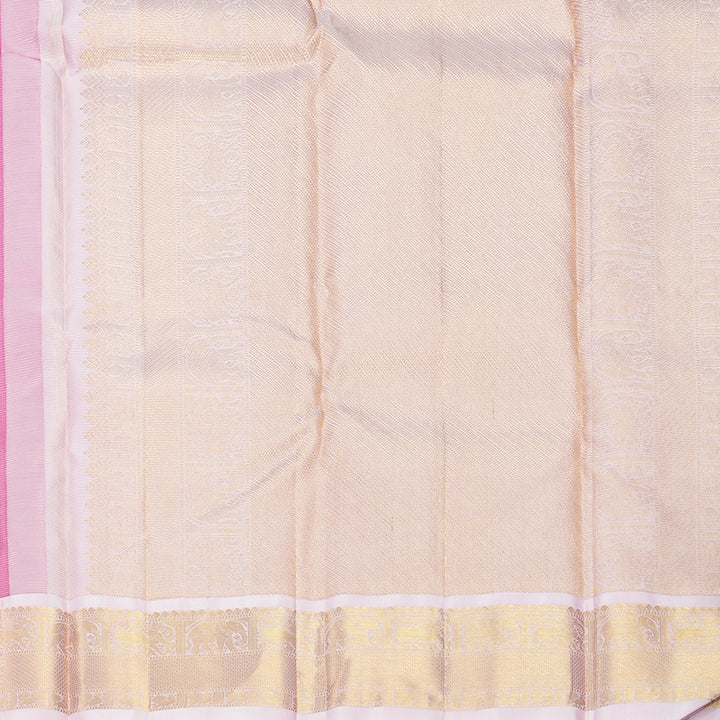 Hayagrivas Handloom Orangish-Pink Kanjivaram Silk Saree with Baby Pink Border KBF722G1-1