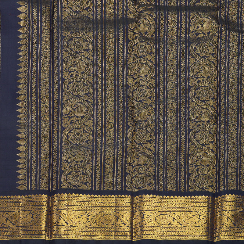 Hayagrivas Handloom Red Kanjivaram Silk Saree with Karum Neelam Border KBF722G3-1