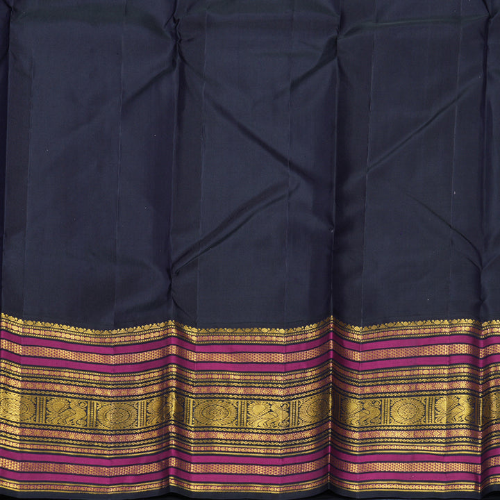 Hayagrivas Handloom Fluorescent Green Kanjivaram Silk Saree with Karum Neelam Border KBF722G4-1
