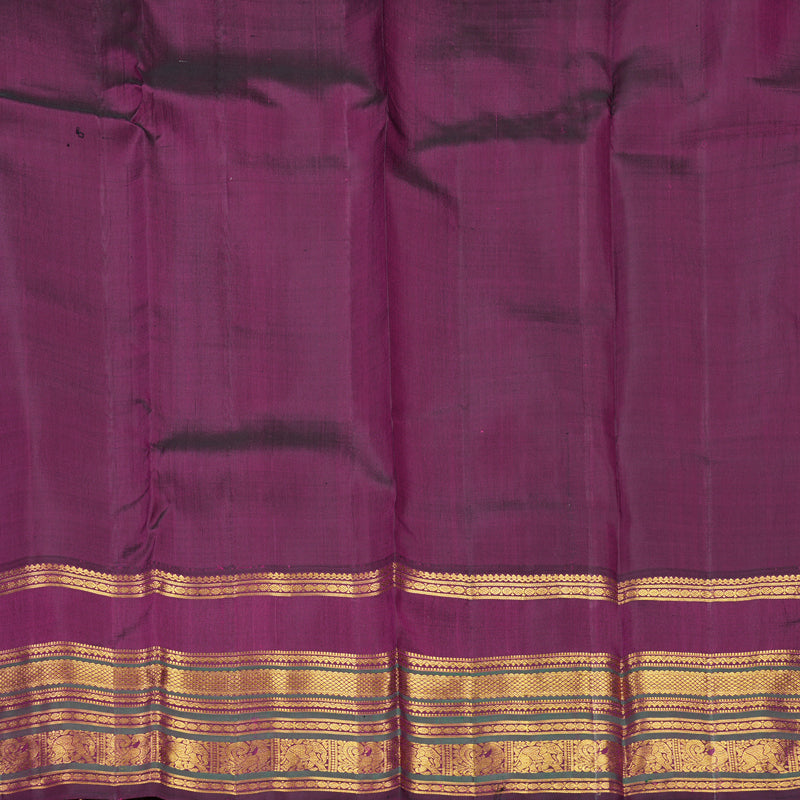 Hayagrivas Handloom Blue &amp; Green (Shot Colour) Kanjivaram Silk Saree with Purple Border KBF722G2-1