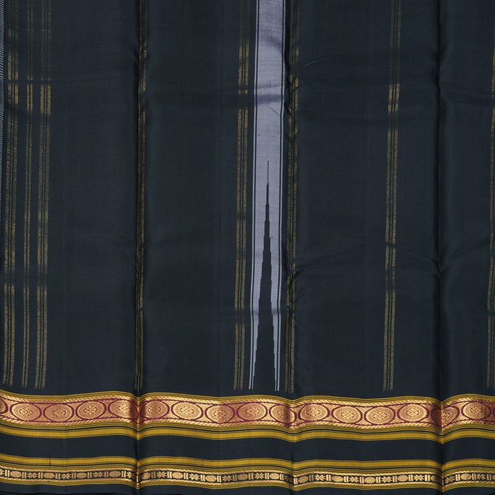 Hayagrivas Handloom Black &amp; White (Zasa Zasa Kattam) Kanjivaram Silk Saree KBF723G1-1