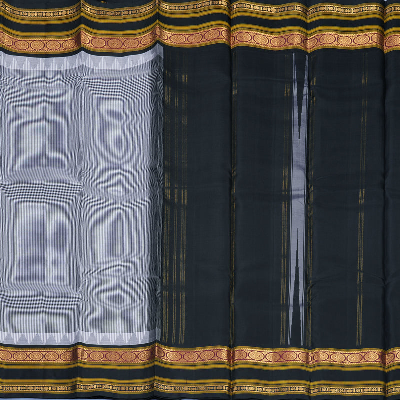 Hayagrivas Handloom Black &amp; White (Zasa Zasa Kattam) Kanjivaram Silk Saree KBF723G1-1