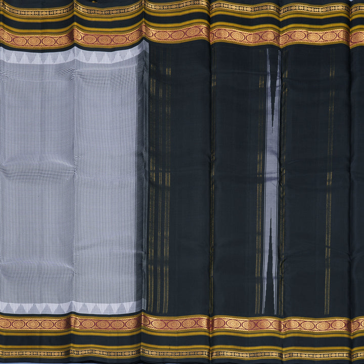 Hayagrivas Handloom Black &amp; White (Zasa Zasa Kattam) Kanjivaram Silk Saree KBF723G1-1