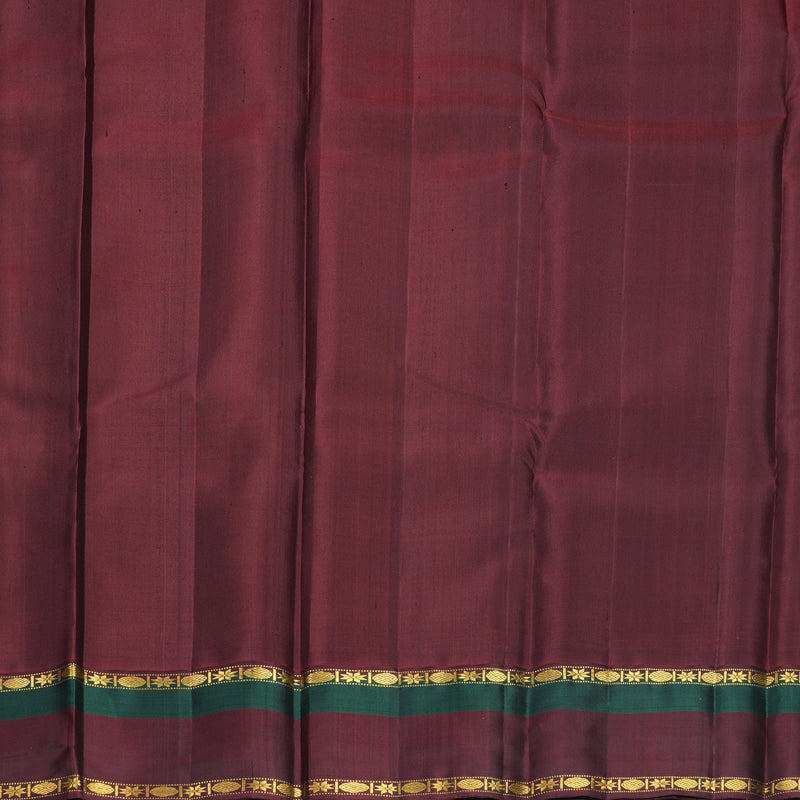 Hayagrivas Handloom Lime Green Kanjivaram Silk Saree with Araku Maroon Border KBF723G1-5