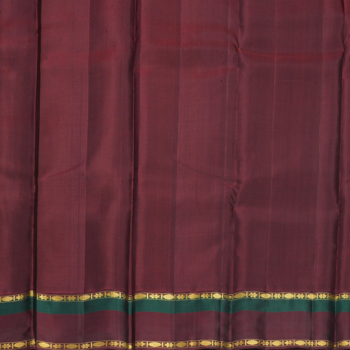 Hayagrivas Handloom Lime Green Kanjivaram Silk Saree with Araku Maroon Border KBF723G1-5
