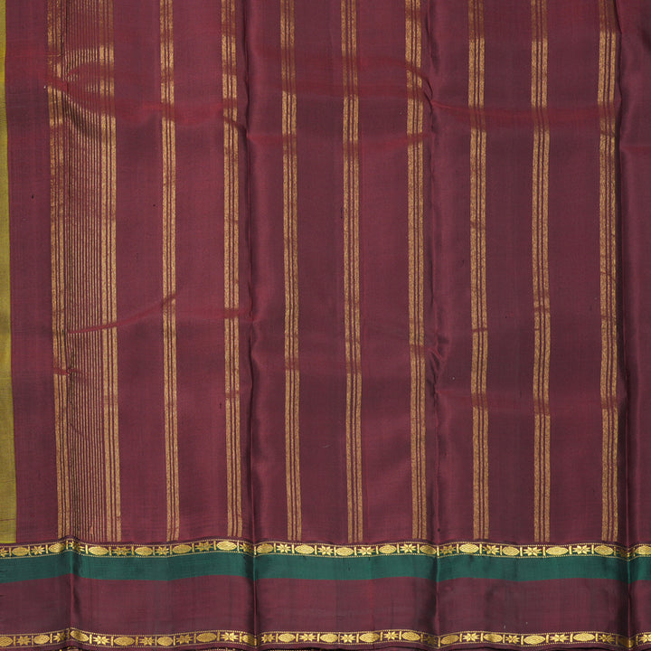 Hayagrivas Handloom Lime Green Kanjivaram Silk Saree with Araku Maroon Border KBF723G1-5