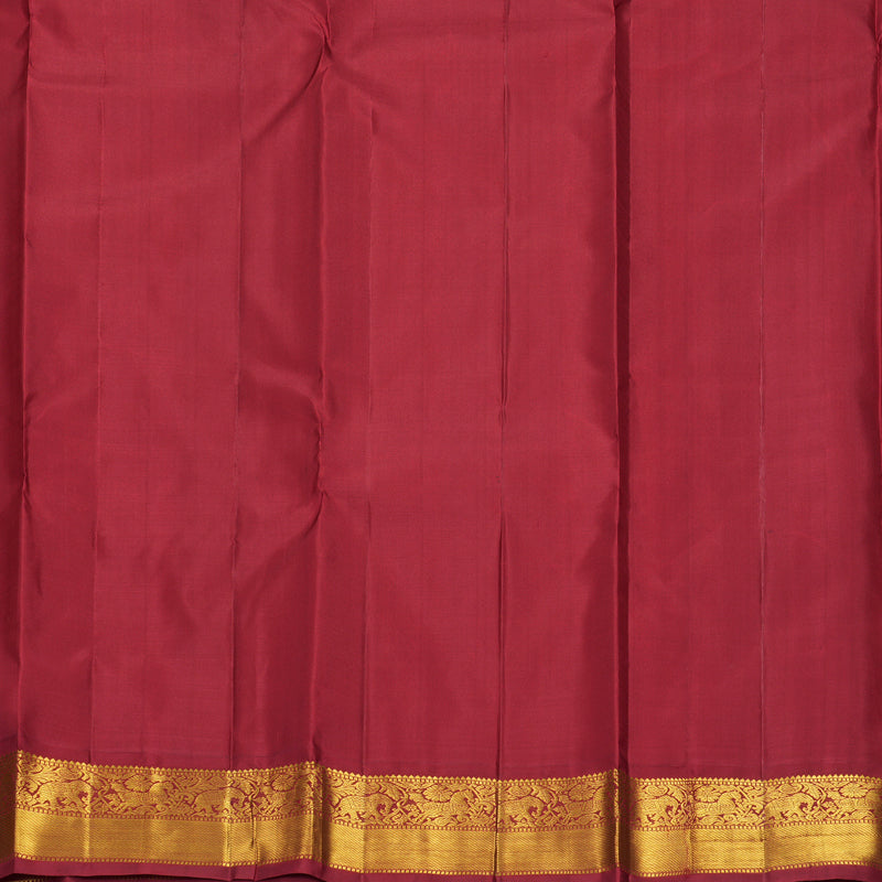 Hayagrivas Handloom Milk-White Kanjivaram Silk Saree with Maroon Border KBF723G3-2