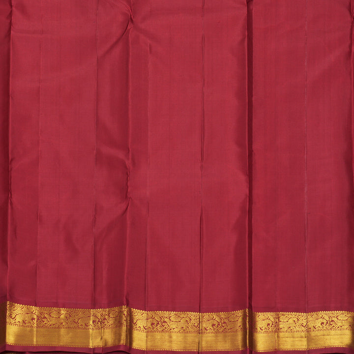 Hayagrivas Handloom Milk-White Kanjivaram Silk Saree with Maroon Border KBF723G3-2