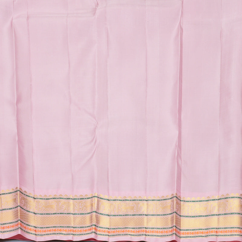 Hayagrivas Handloom Bottle Green Kanjivaram Silk Saree with Baby Pink Border KBF723G4-1