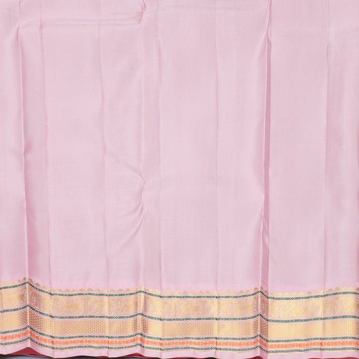 Hayagrivas Handloom Bottle Green Kanjivaram Silk Saree with Baby Pink Border KBF723G4-1