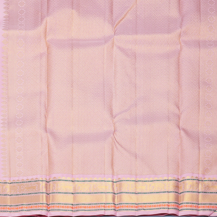 Hayagrivas Handloom Bottle Green Kanjivaram Silk Saree with Baby Pink Border KBF723G4-1