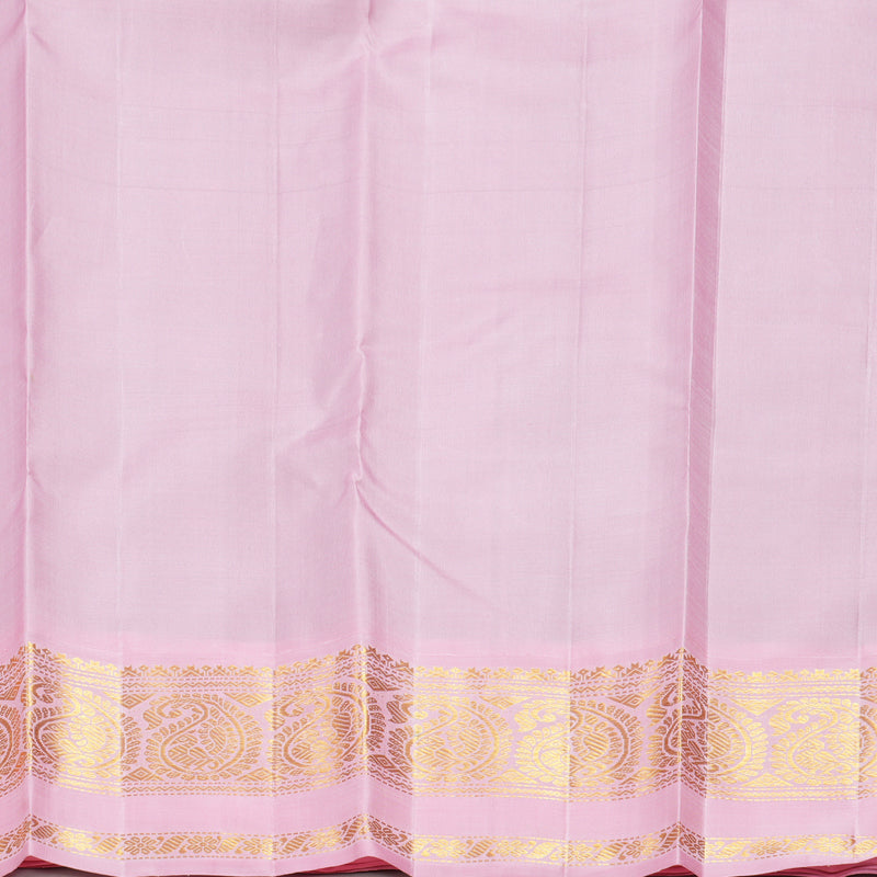 Hayagrivas Handloom Peacock Green Kanjivaram Silk Saree with Baby Pink Border KBF723G4-2