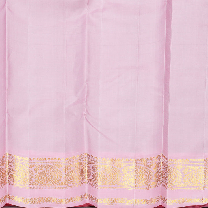 Hayagrivas Handloom Peacock Green Kanjivaram Silk Saree with Baby Pink Border KBF723G4-2
