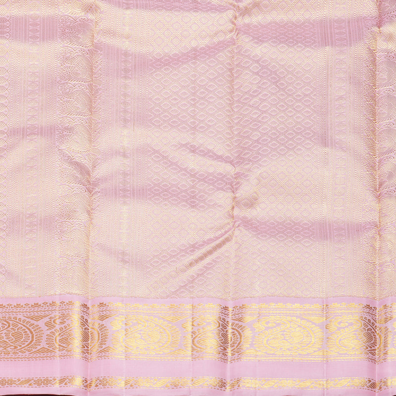 Hayagrivas Handloom Peacock Green Kanjivaram Silk Saree with Baby Pink Border KBF723G4-2