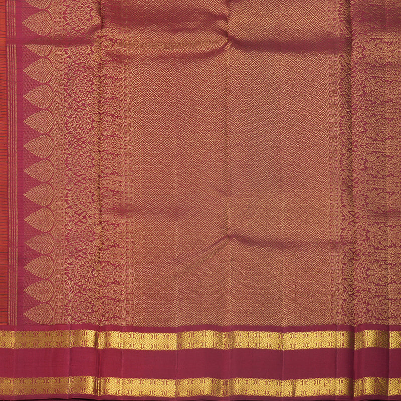 Hayagrivas Handloom Mambazham Orange Kanjivaram Silk Saree with Maroon Border KBF724G1-1