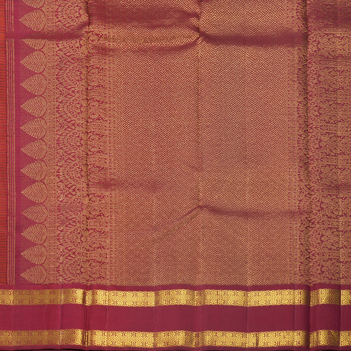 Hayagrivas Handloom Mambazham Orange Kanjivaram Silk Saree with Maroon Border KBF724G1-1