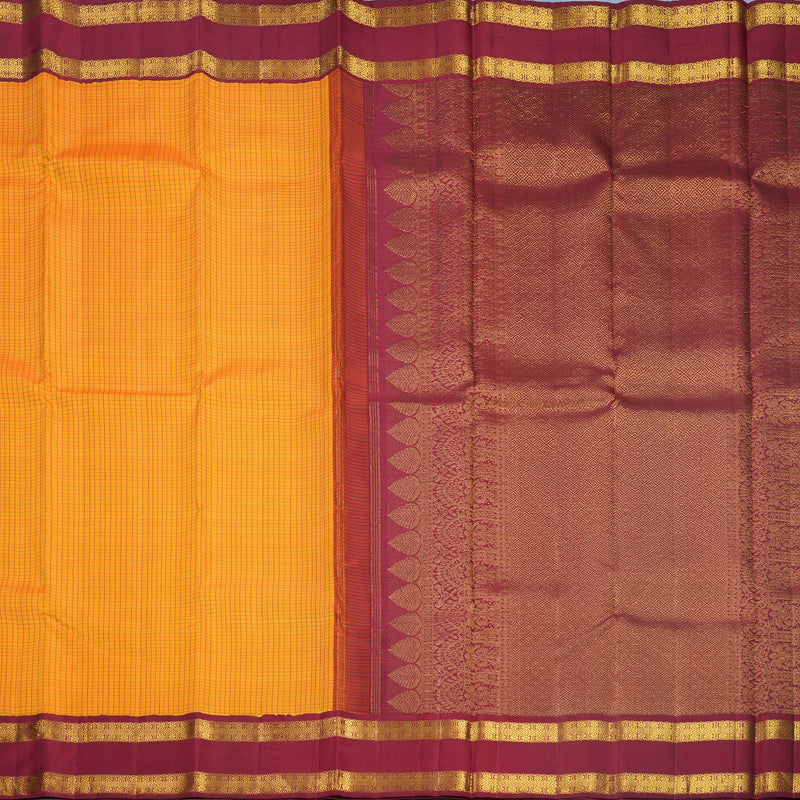 Hayagrivas Handloom Mambazham Orange Kanjivaram Silk Saree with Maroon Border KBF724G1-1