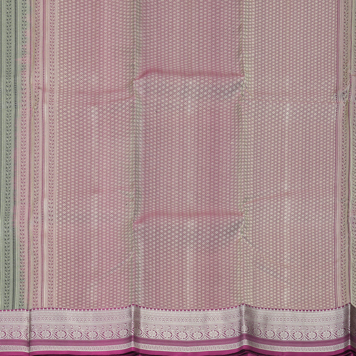 Hayagrivas Handloom Black Kanjivaram Silk Saree with Vadamalli Border KBF725G33-5