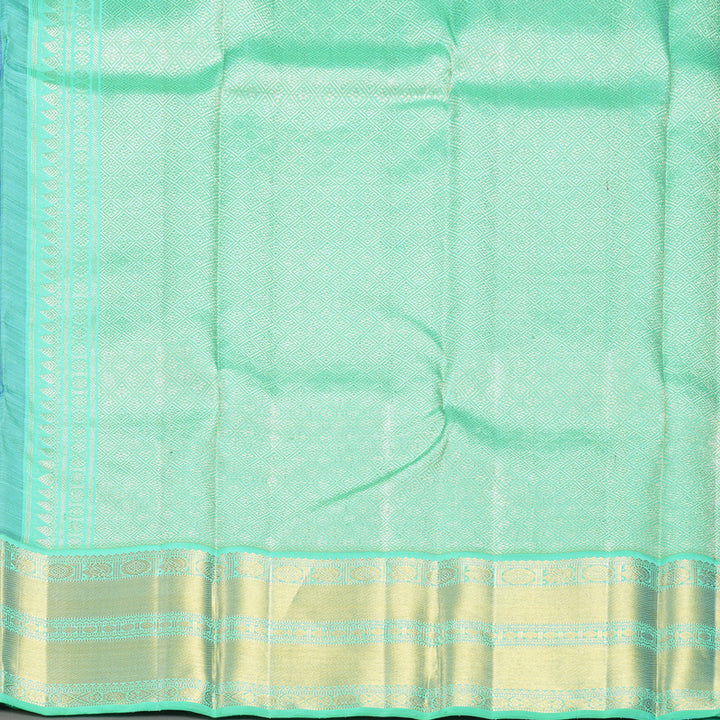 Hayagrivas Handloom Dark Blue Kanjivaram Silk Saree with Sea Green Border KBF727G2-2
