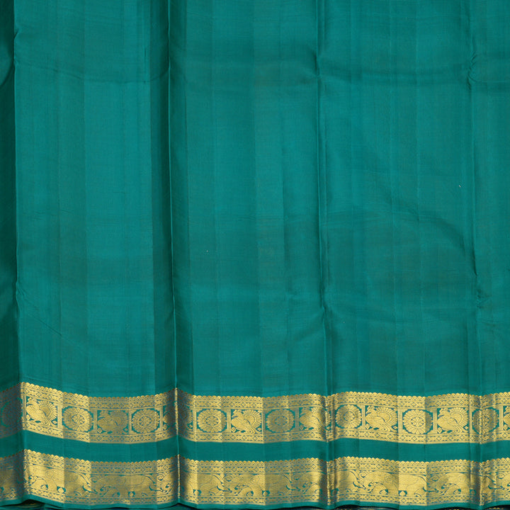 Hayagrivas Handloom Mambazham Yellow Kanjivaram Silk Saree with Peacock Green Border KBF727G3-4