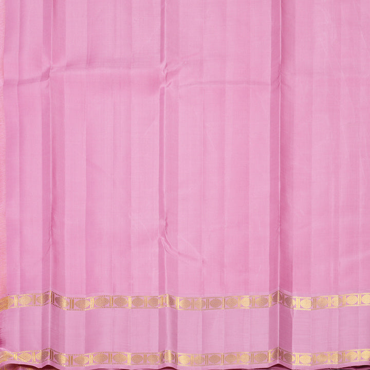 Hayagrivas Handloom Peach Orange Kanjivaram Silk Saree with Lotus Pink Border KBF728G1-1