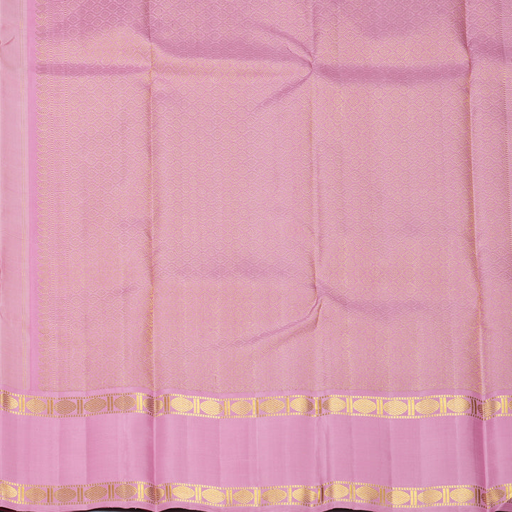 Hayagrivas Handloom Peach Orange Kanjivaram Silk Saree with Lotus Pink Border KBF728G1-1