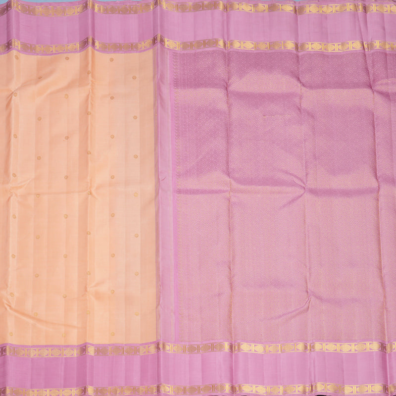Hayagrivas Handloom Peach Orange Kanjivaram Silk Saree with Lotus Pink Border KBF728G1-1