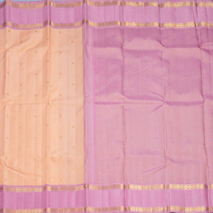 Hayagrivas Handloom Peach Orange Kanjivaram Silk Saree with Lotus Pink Border KBF728G1-1
