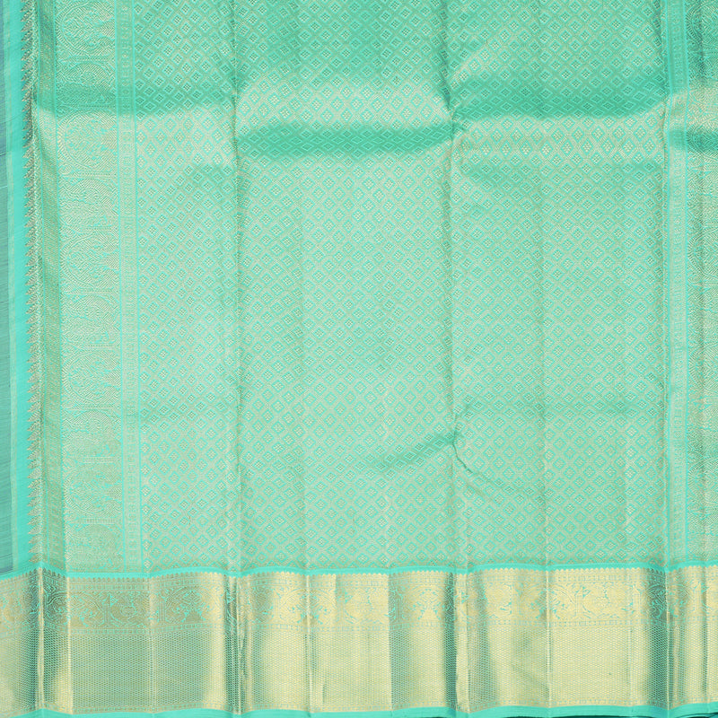 Hayagrivas Handloom Brown Kanjivaram Silk Saree with Bright Teal Border KBF728G1-2
