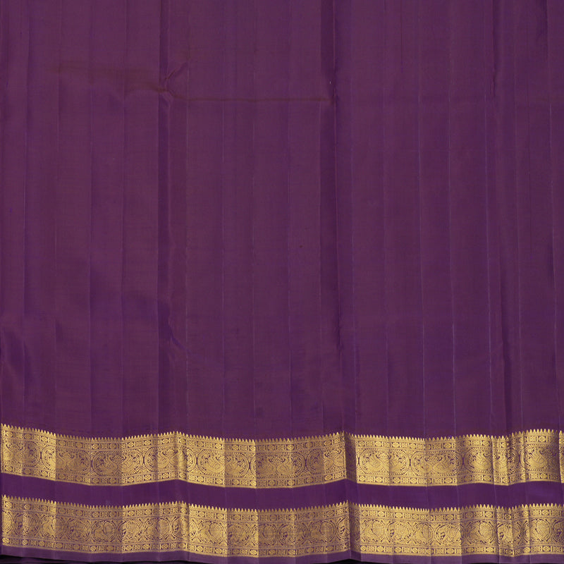 Hayagrivas Handloom Olive Green Kanjivaram Silk Saree with Purple Border KBF728G1-3