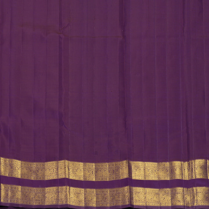 Hayagrivas Handloom Olive Green Kanjivaram Silk Saree with Purple Border KBF728G1-3
