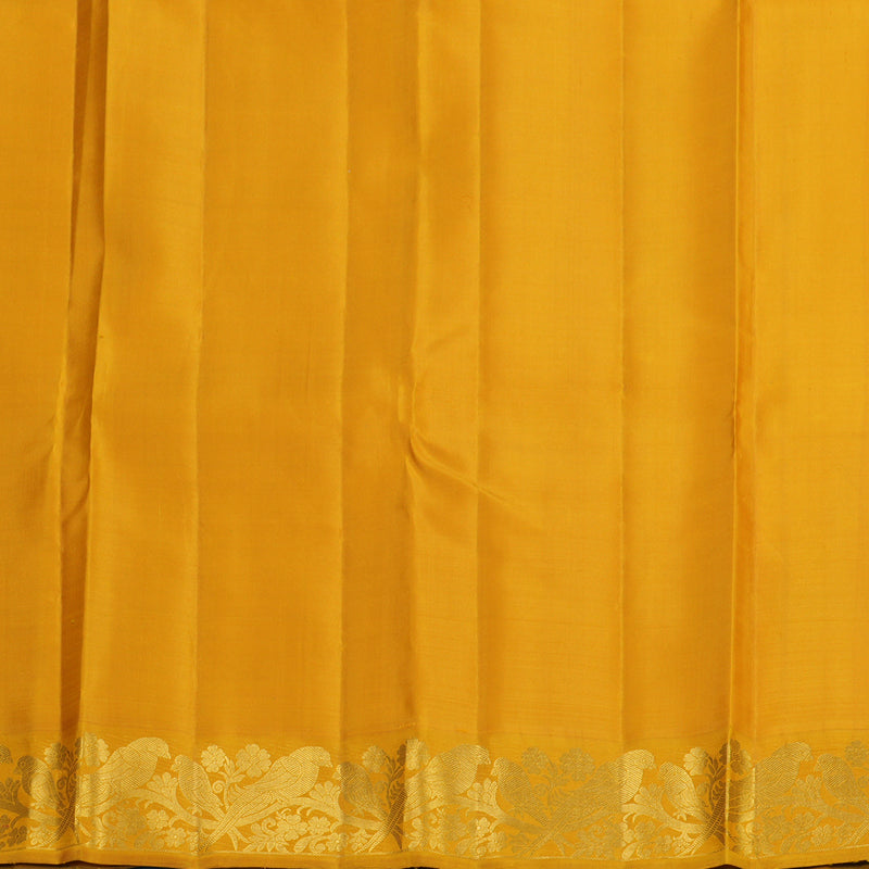 Hayagrivas Handloom MS Blue Kanjivaram Silk Saree with Mango Yellow Border KBF728G2-1