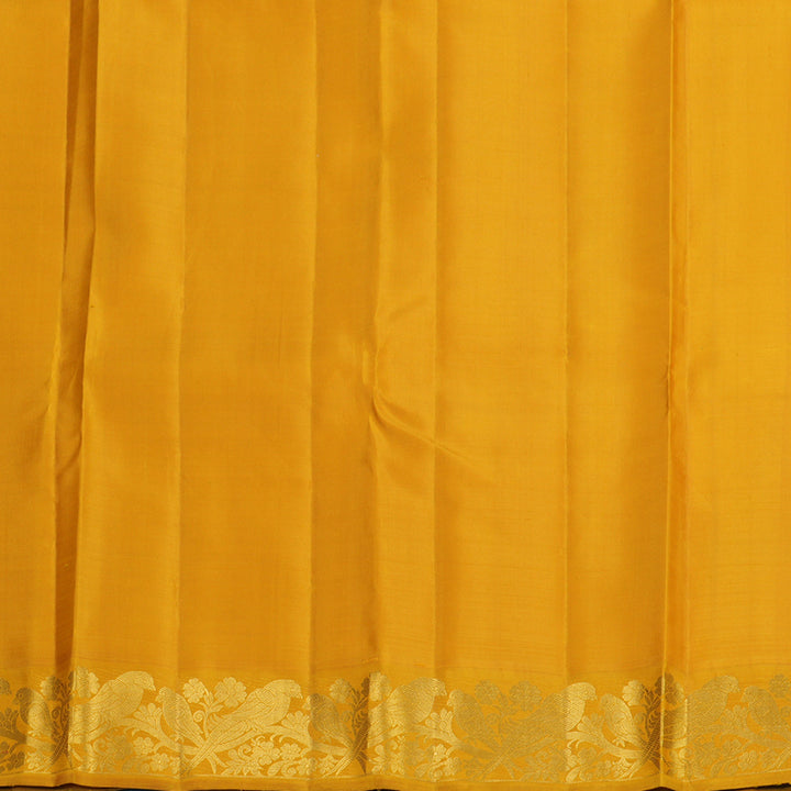 Hayagrivas Handloom MS Blue Kanjivaram Silk Saree with Mango Yellow Border KBF728G2-1