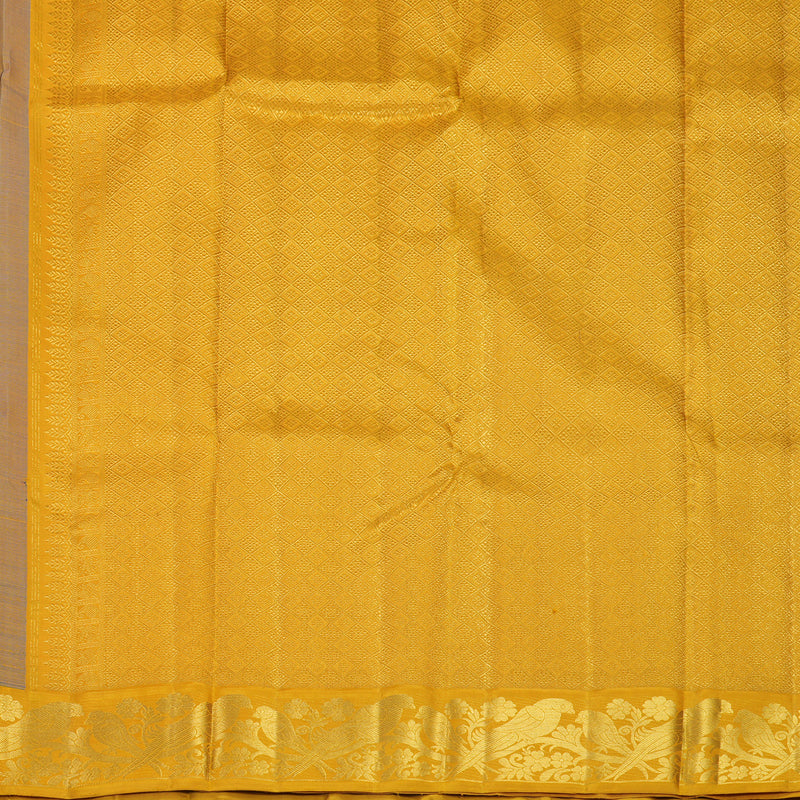 Hayagrivas Handloom MS Blue Kanjivaram Silk Saree with Mango Yellow Border KBF728G2-1
