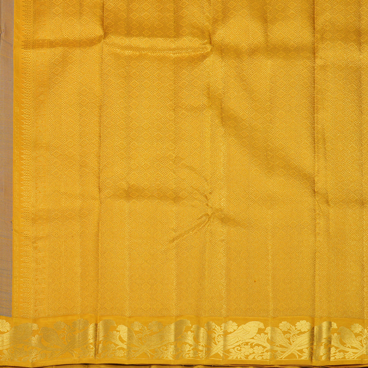 Hayagrivas Handloom MS Blue Kanjivaram Silk Saree with Mango Yellow Border KBF728G2-1