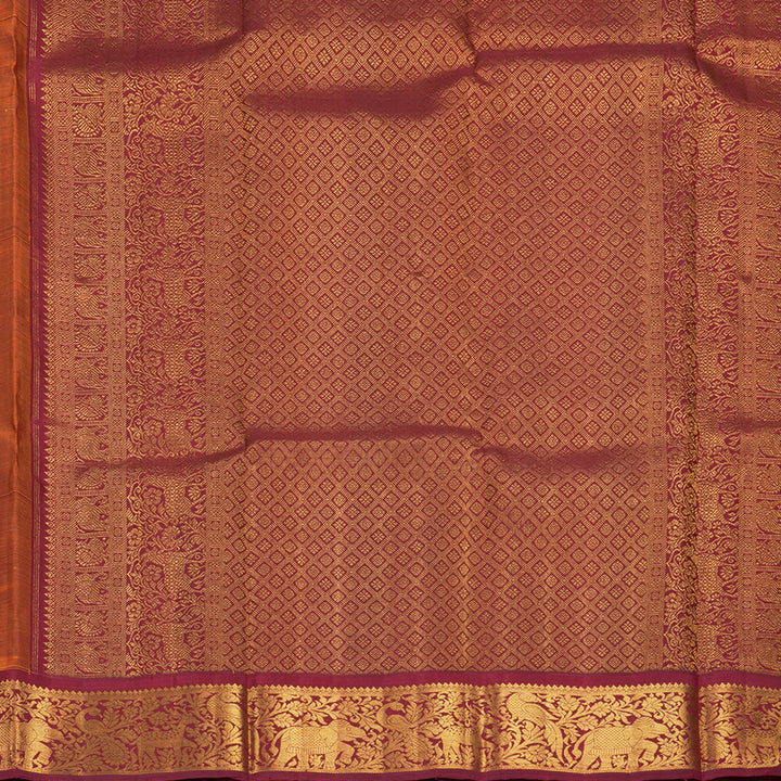 Hayagrivas Handloom Mambazham Yellow Kanjivaram Silk Saree with Maroon Border KBF728G3-1