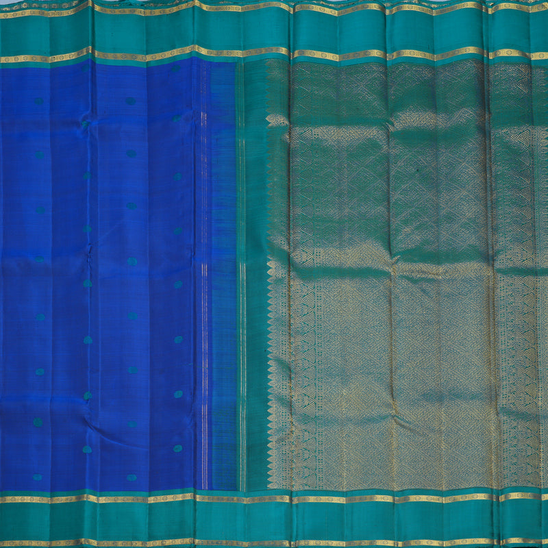 Hayagrivas Handloom MS Blue Kanjivaram Silk Saree with Rama Green Border KBF728G5-1