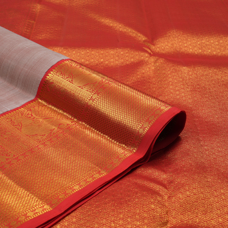 Hayagrivas Handloom Onion Pink Kanjivaram Silk Saree with Red Border KBF72D2-1
