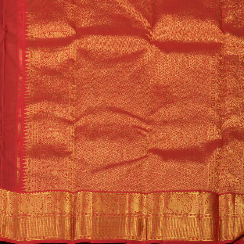 Hayagrivas Handloom Onion Pink Kanjivaram Silk Saree with Red Border KBF72D2-1