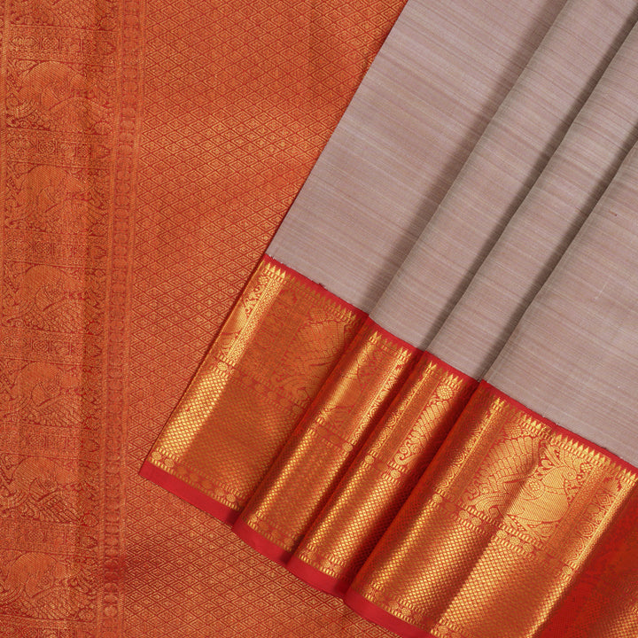 Hayagrivas Handloom Onion Pink Kanjivaram Silk Saree with Red Border KBF72D2-1