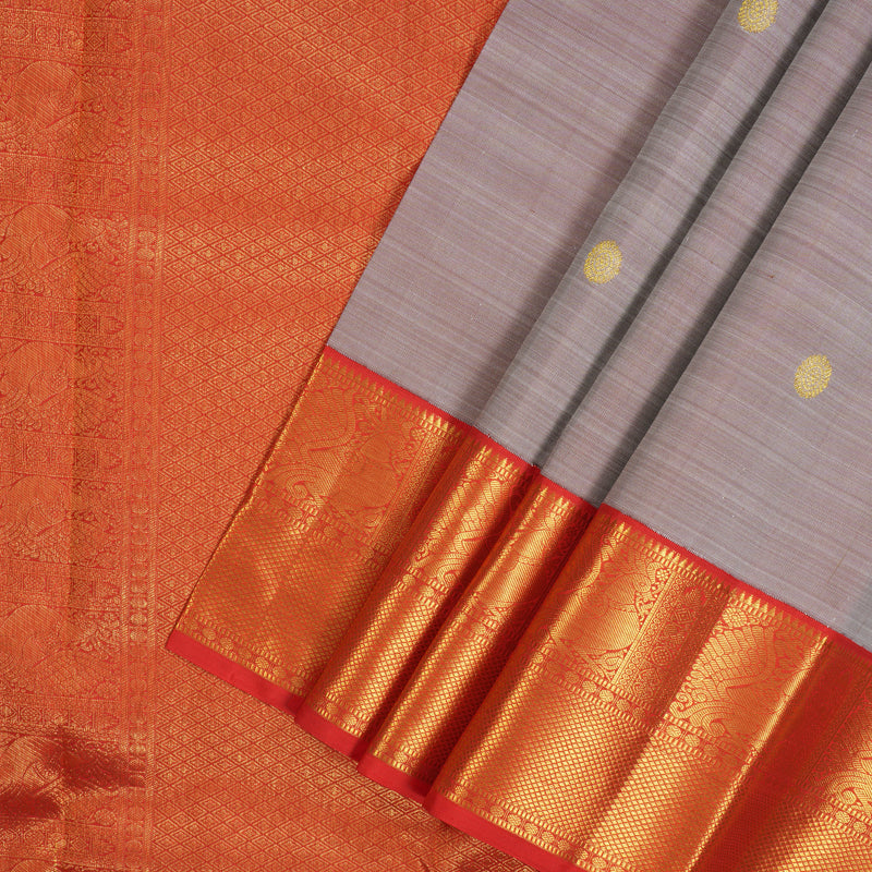Hayagrivas Handloom Onion Pink Kanjivaram Silk Saree with Red Border KBF72D4-1